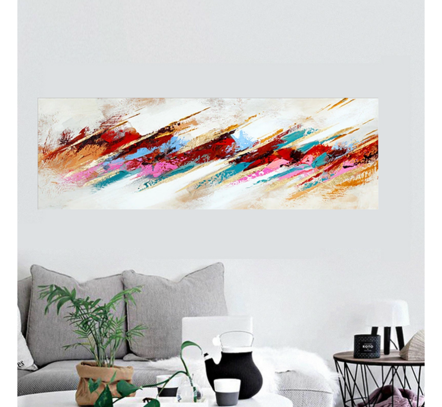 Allernieuwste.nl® Canvas Schilderij * Multicolor Graffiti * - Pop Graffiti - XL formaat - Kleur - 50 x 150 cm