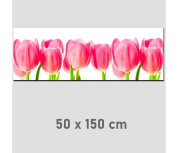 Allernieuwste.nl Canvas Schilderij Rose Tulpen Pink Tulips - 50 x 150 cm