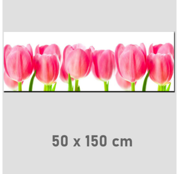 Allernieuwste.nl Canvas Schilderij Rose Tulpen Pink Tulips - 50 x 150 cm