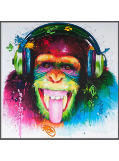 Allernieuwste.nl Canvas Schilderij Muzikale Graffiti Aap - 50 x 50 cm