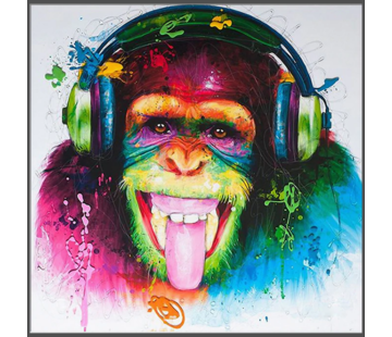 Allernieuwste.nl Canvas Schilderij Muzikale Graffiti Aap - 50 x 50 cm