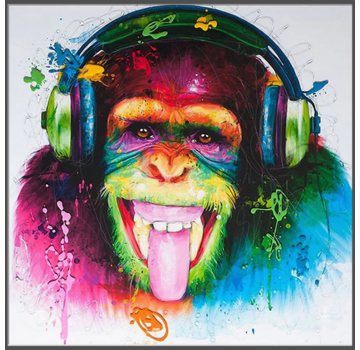Allernieuwste.nl Canvas Schilderij Muzikale Graffiti Aap - 50 x 50 cm