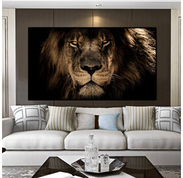 Allernieuwste.nl Canvas Schilderij Leeuwenkop - 50 x 90 cm