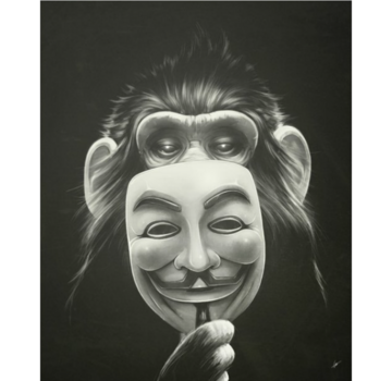 Allernieuwste.nl Canvas Schilderij La Casa De Papel - Aap + Masker - 40 x 60 cm