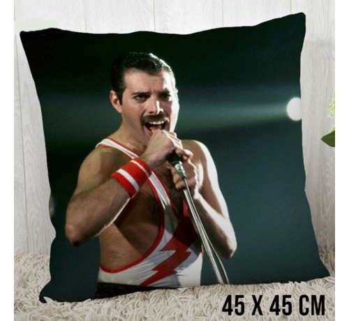 Allernieuwste.nl Allernieuwste.nl® Kussen Queen Freddie Mercury - Kussenhoes polyester peach skin Perzikhuid - Queen Kussenovertrek - Kleur 45 x 45 cm