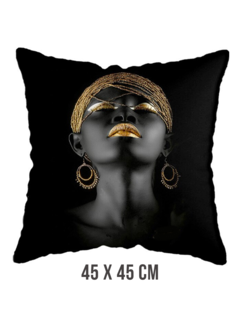 Allernieuwste.nl Kussenhoes Afrikaanse Vrouw met Gouden Sieraden - 45 x 45 cm