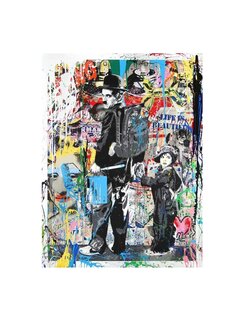 Allernieuwste.nl Canvas Charlie Chaplin The Kid Graffiti Art - 50 x 75 cm
