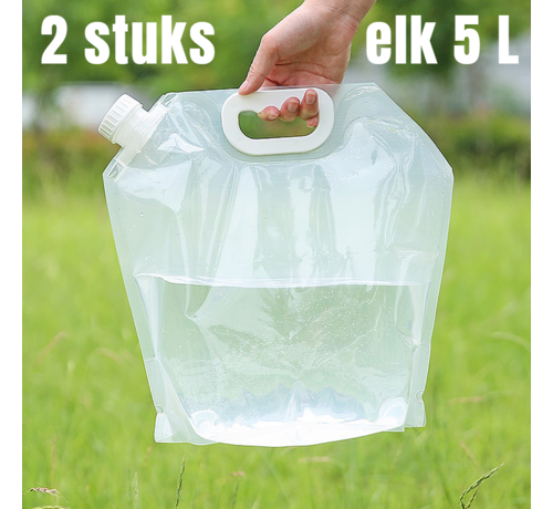 Allernieuwste.nl Allernieuwste.nl® 2 STUKS Waterzakken 5 Liter Camping Outdoor Opvouwbare Draagbare Waterzak 5L Opbergtas - Transparant - 32.5 x 35 cm - 2 STUKS