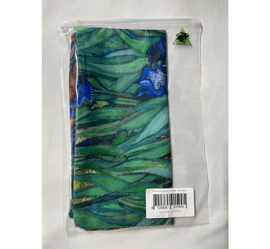 Allernieuwste.nl® Kussen Irissen van Vincent Van Gogh - Kussenhoes polyester peach skin Perzikhuid - Kussenovertrek - Kleur 45 x 45 cm