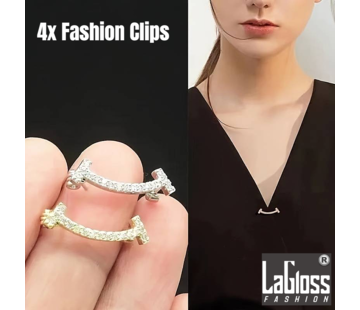 LaGloss 4 STUKS Kledingspelden - Goud en Zilver Strass & Glad *