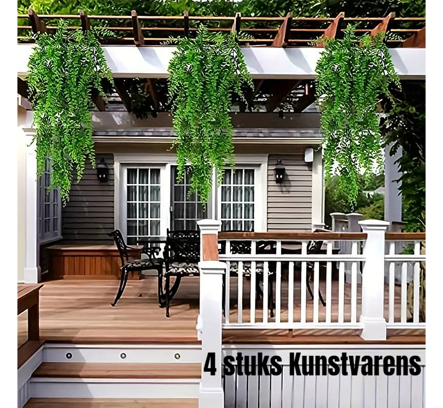 Allernieuwste.nl® 4 STUKS Hangende Kunstplanten Groene Varens voor Terras Veranda UV-Bestendig 78 cm Kleur Groen %%