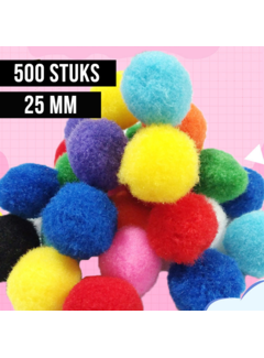 Allernieuwste.nl 500 STUKS Pompons - Mix Kleur - 25 mm / 2.5cm