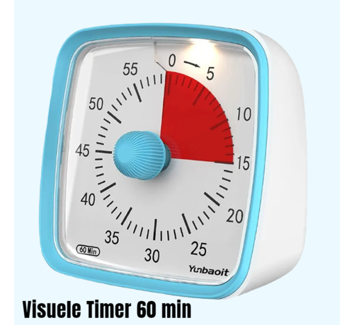 Allernieuwste.nl Allernieuwste.nl® Visuele Afteltimer Countdown Timer Tijdklok 60 Minuten Tijdmanagement Tool - Leerklok Kind, School, Thuis, Keuken, Kantoor- Stille Timer Met Nachtlampje - Blauw Rood