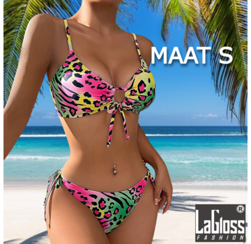 LaGloss Neon Panterprint Bikini set - Maat S