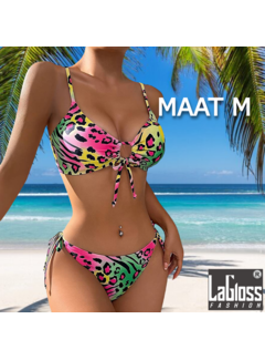 LaGloss Neon Panterprint Bikini set - Maat M