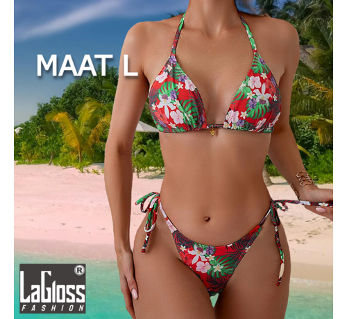 LaGloss LaGloss® Tropische Bloemenprint Bikini set - zomer - beach swimsuit - strand bikini zwembad - 2-delig  - Maat L %%