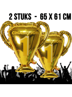 Allernieuwste.nl 2 STUKS Opblaasbare Bekers - Nummer 1 Champion - Goud