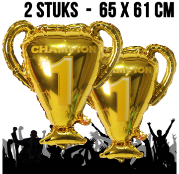 Allernieuwste.nl 2 STUKS Opblaasbare Bekers - Nummer 1 Champion - Goud