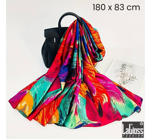 LaGloss LaGloss® Tijdloze Vintage Tie Dye Print Grote Sjaal Elegantie en Stijl voor Vrouwen - Rode Kleurblok - Winddicht & Zonbeschermend - Kleur 180 x 83 cm %%