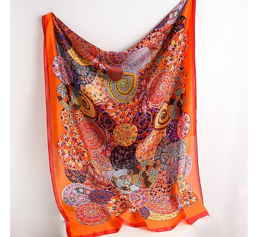 LaGloss® Luxe XL Bohemian Sjaal Oranje - Winddicht & Zonbeschermend - Oranje Kleurblok - 180 x 90 cm %%