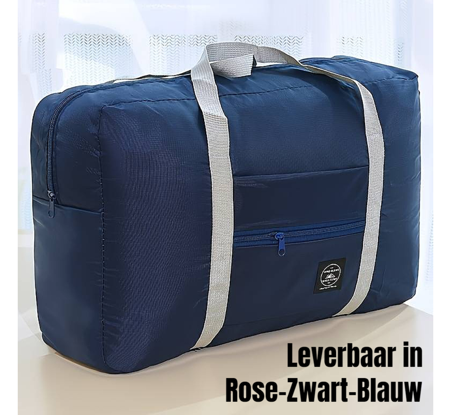 Allernieuwste.nl® Opvouwbare Reistas Weekendtas Op Koffer Standtas Reis Tas Handbaggage Opbergtas Sporttas - 46 x 30 x 14 cm Kleur Blauw %%