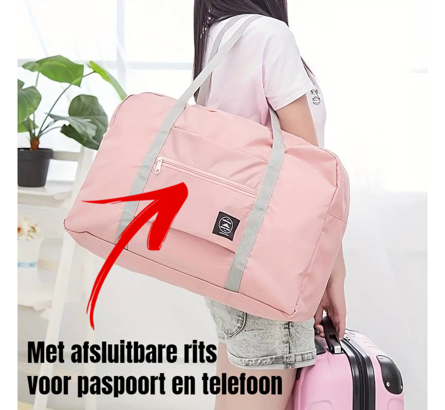 Allernieuwste.nl® Opvouwbare Reistas Weekendtas Op Koffer Standtas Reis Tas Handbaggage Opbergtas Sporttas - 46 x 30 x 14 cm Kleur Blauw %%