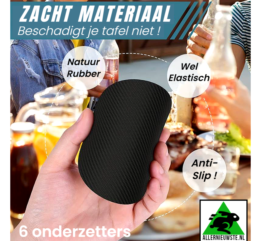 Allernieuwste.nl® Luxe SET 6 Stuks Marmer Onderzetters voor Glazen Goud Wit - Coasters - Rubber Rond 10 cm Goud-Wit - 6 Stuks %%