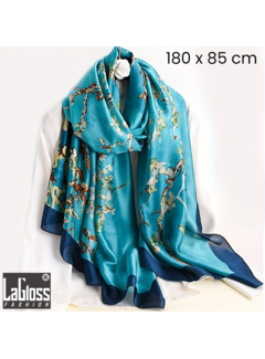 LaGloss Luxe XL Turquoise Bohemian Sjaal Lentebloesem - 180 x 85 cm