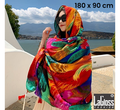 LaGloss LaGloss® Tijdloze Vintage Tie Dye Print 2 - Grote Sjaal - Multicolor Kleurblok - Winddicht & Zonbeschermend - Kleur 180 x 90 cm %%