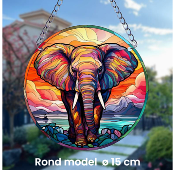 Allernieuwste.nl Ronde Raamhanger Raamdecoratie Olifant met Ketting - 15 cm