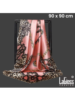 LaGloss Luxe Vierkante Vintage Luipaard Sjaal  - Roze - 90 x 90 cm