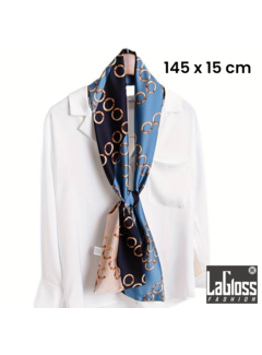 LaGloss Luxe Elegante Vintage Sjaal Cirkel - Blauw - 145 x 15 cm