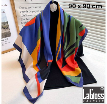LaGloss Luxe Vierkante Multicolor Sjaal Golvend - 90 x 90 cm