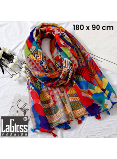 LaGloss Geometrische XL Sjaal met Kwastjes - 180 x 90 cm