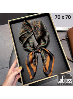 LaGloss Luxe Vierkante Vintage Sjaal - Bruin/Zwart- 70 x 70 cm