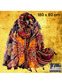 LaGloss Luxe Bruine Geometrisch XL Boho Sjaal - 180 x 80 cm