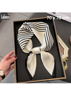 Nieuw Luxe Vierkante Vintage Sjaal Gestreept - Zwart/Wit - 70 x 70 cm