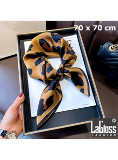 LaGloss Luxe Vierkante Vintage Luipaard print Sjaal - 70 x 70 cm