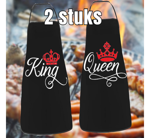 Allernieuwste.nl Allernieuwste.nl® SET 2 Stuks QUEEN en KING Keukenschorten Grill Barbecue BBQ Schorten - Cadeau Idee - 60 x 80 cm SET 2 STUKS