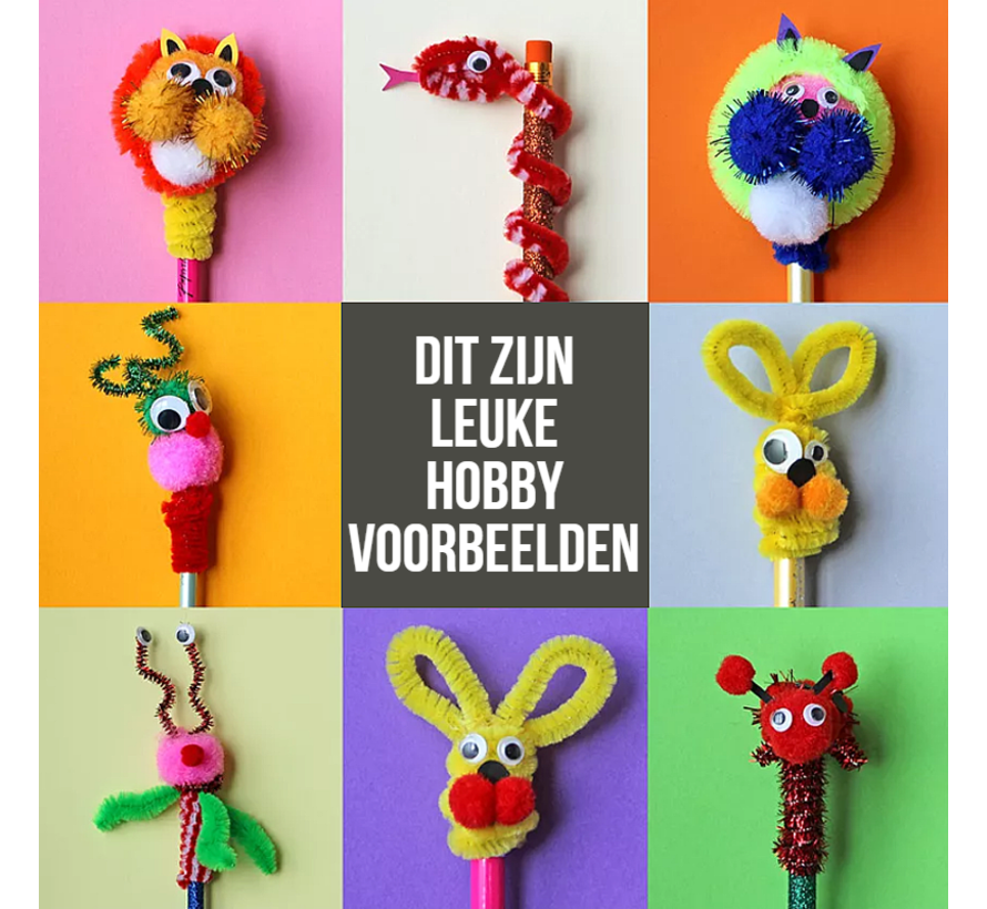 Allernieuwste.nl® 510-delig Knutselpakket - 100x Chenille Pijpenragers, 260x Pompons, 150x Wiebelogen