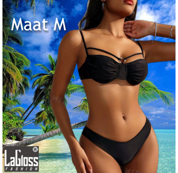 LaGloss Zwarte Bikini met Push-Up Effect - Maat M