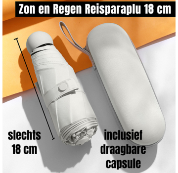 Allernieuwste.nl Opvouwbare Reisparaplu Waterdicht en Anti-UV - Incl Capsule - Beige