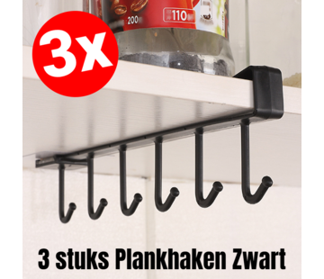 Allernieuwste.nl 3 STUKS Keuken Opbergrek Ophanghaken - 27 x 7 cm - Zwart