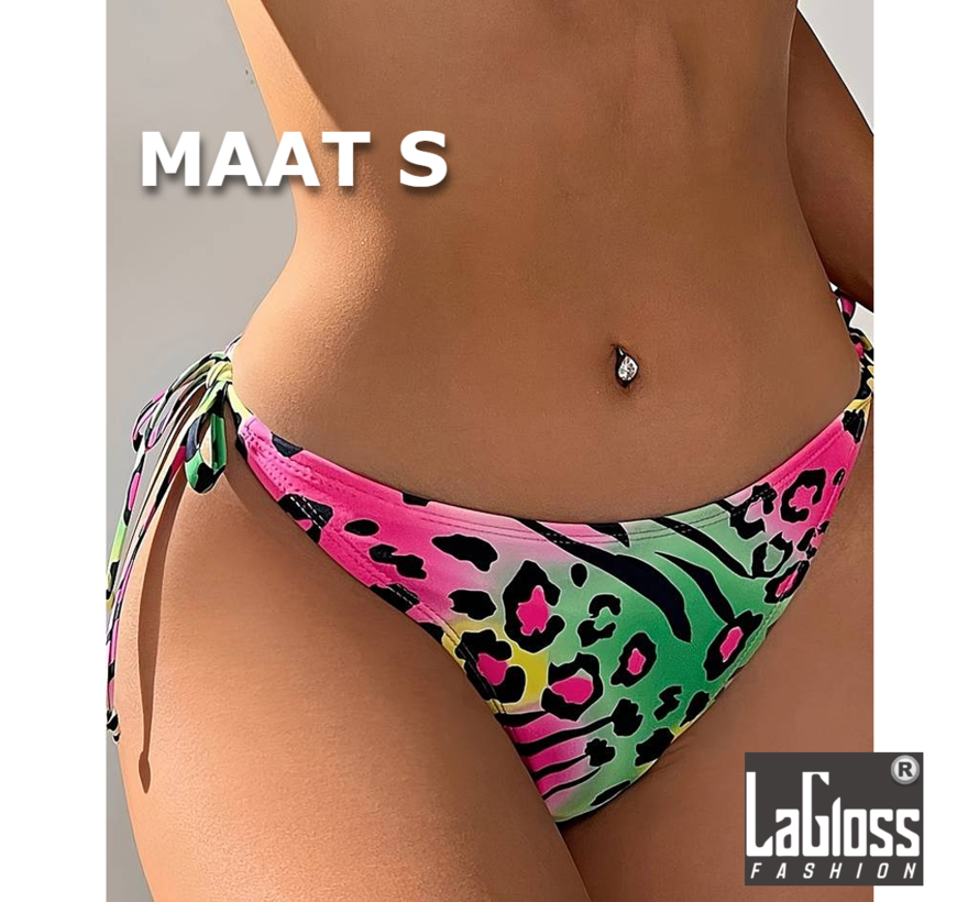 LaGloss® Neon Panter print Bikini Broekje - zomer - beach swimsuit - strand bikini zwembad - Maat S  %%