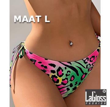 LaGloss Neon Panter print Bikini Broekje - Maat L