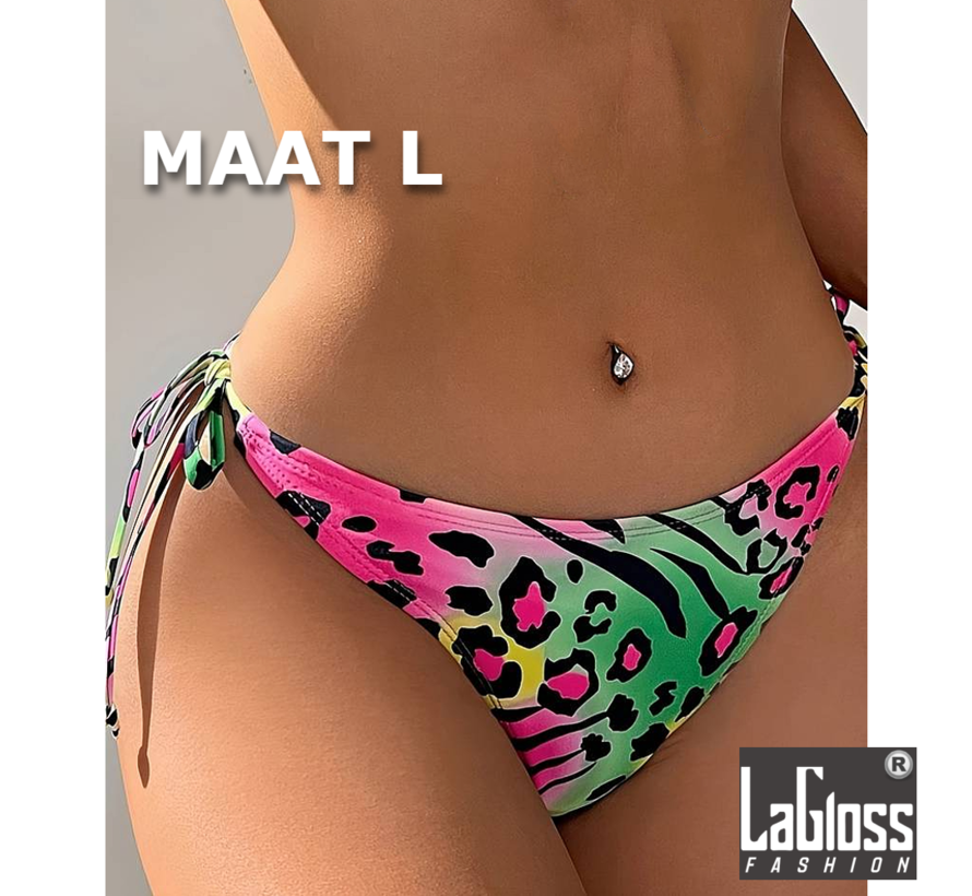 LaGloss® Neon Panter print Bikini Broekje - zomer - beach swimsuit - strand bikini zwembad - Maat L  %%