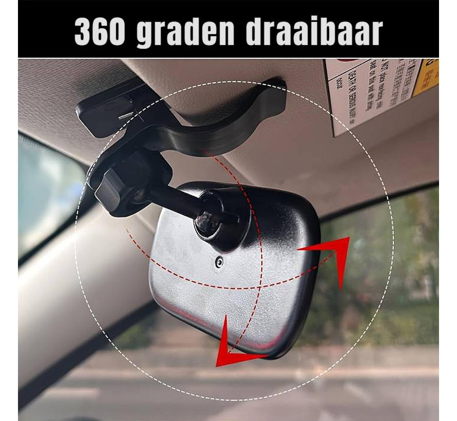 Allernieuwste.nl® Autospiegel Baby CLIP AAN ZONNESCHERM 360° Verstelbaar Baby Kind Veiligheid Auto Spiegel Achterbank - Simpel aan Zonneklep - Zwart %%