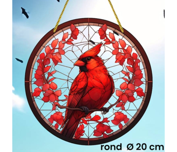 Allernieuwste.nl Ronde Raamhanger Raamdecoratie Rode Kardinaal Met Ophangtouw - 20 cm