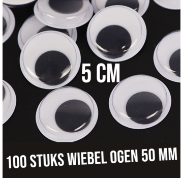 Allernieuwste.nl 100 Stuks Wiebelogen 50 mm XL - wit zwart