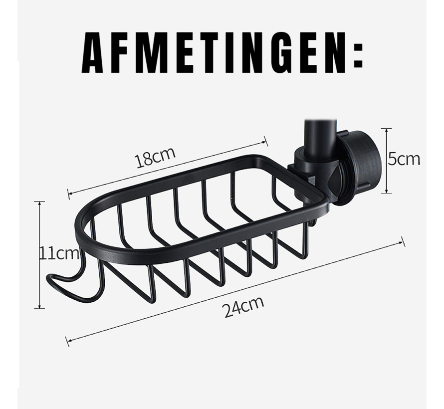 Allernieuwste.nl® Douche Rek Kraan Rek - Opbergrek Keuken Badkamer - Doucherek Keuken Kraanrek - Zwart